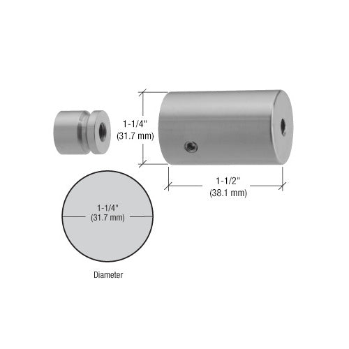 CRL Brushed Stainless 1-1/4" Diameter 1-1/2" Stud Mounted Standoff Base - SMS114112BS