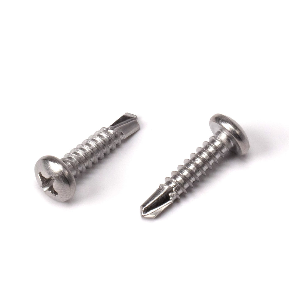 CRL Brushed Stainless 8-18 x 3/4" Self-Drilling Pan Head Phillips Screws - 8X34PHPSDBS