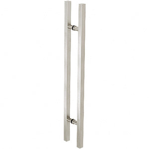 CRL Brushed Stainless Glass Mounted Square Ladder Style Pull Handle with Round Mounting Posts - 60" Overall Length - 60SQRLPBS