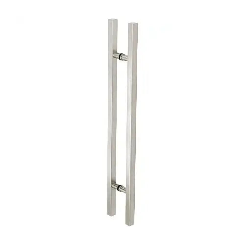 CRL Brushed Stainless Glass Mounted Square Ladder Style Pull Handle with Round Mounting Posts - 60" Overall Length - 60SQRLPBS