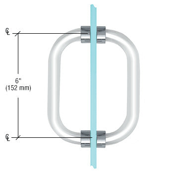 CRL 6" Acrylic Back-to-Back Shower Door Pull Handle with Chrome Rings - CAP6X6CH