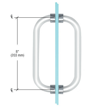 CRL 8" Acrylic Smooth Back-to-Back Shower Door Pull Handle with Rings - CAP8X8CH