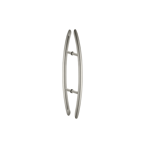CRL Brushed Stainless Glass Mounted Crescent Mid-Mount Back-to-Back Pull Handle - 12" (305 mm) - CH12X12BS