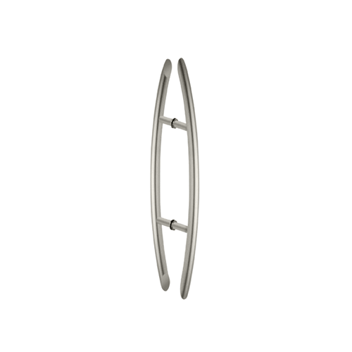 CRL Brushed Stainless Glass Mounted Crescent Mid-Mount Back-to-Back Pull Handle - 18" (457 mm) - CH18X18BS