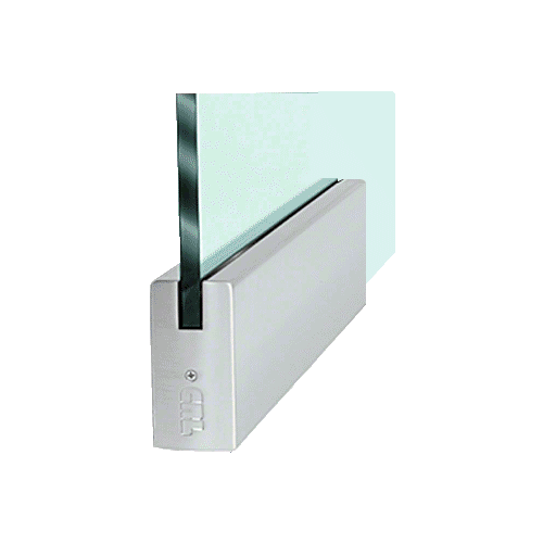 Brushed Stainless 4" Square DRS Door Rail Without Lock for 1/2" Glass - 9-1/2" Length - DR4SBS12P