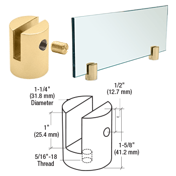 CRL Brass Slot Mount Standoff for 1/4" Panels - SM14BR