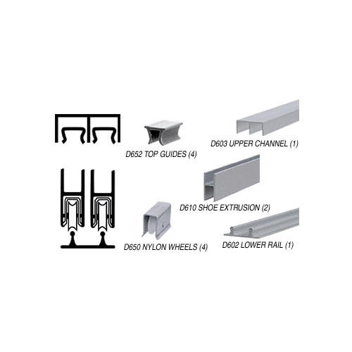 CRL Satin Anodized 36" Packaged Track Assembly D603 Upper and D602 Lower Track With Nylon Wheels - D2203A36