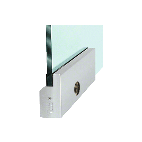 CRL Brushed Stainless 4" Square Door Rail With Lock for 1/2" Glass - 9-1/2" Patch - DR4SBS12PL