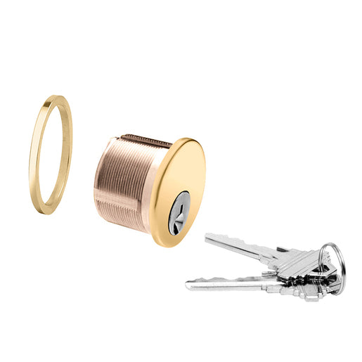 CRL Polished Brass Mortise Keyed Cylinder - DRA10PB