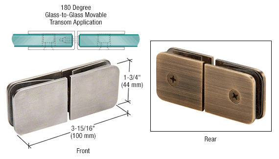 CRL Traditional Style Movable Glass-to-Glass Transom Glass Clamp