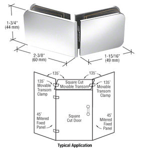 CRL Traditional Style 135° Movable Transom Clamp - GCB335CH