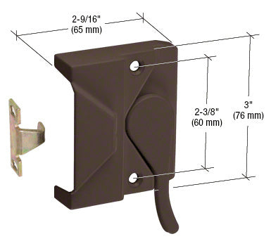 CRL Bronze Left Hand Casement Window Lock 2-3/8; Screw Holes - H3572