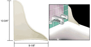 CRL Porcelain White Curved Profile Tub Splash Guard - M6086