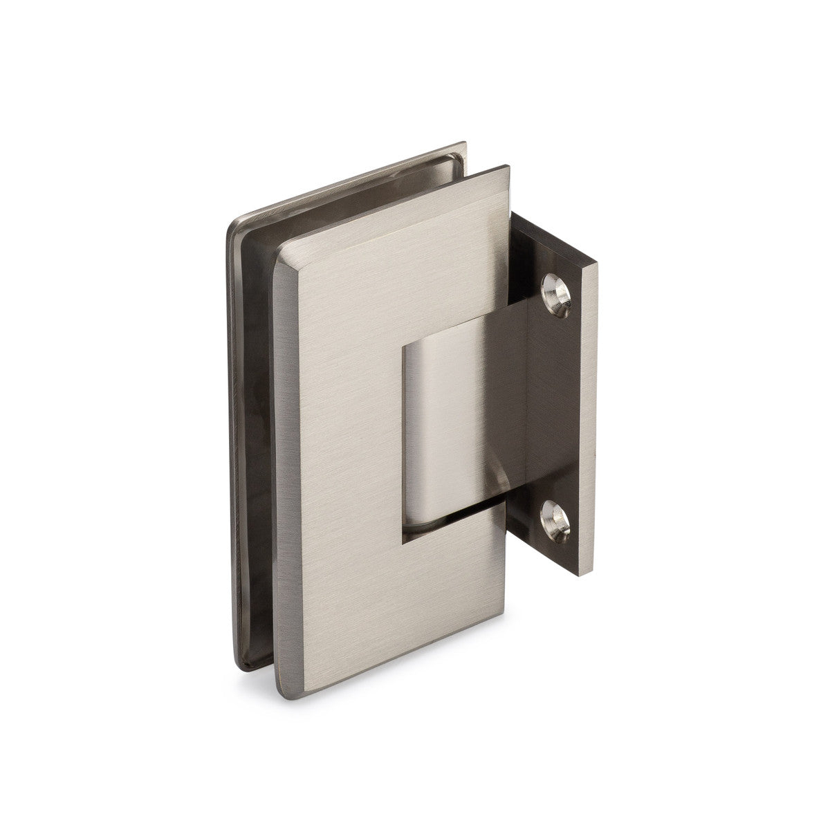 Oceana Heavy Duty 90° Wall-Glass Hinge with Short Backplate & 5° Offset - Brushed Nickel