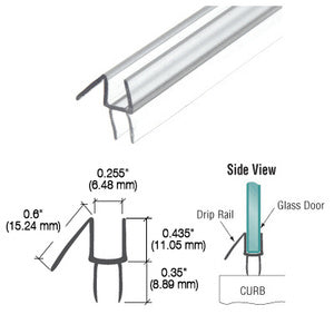 CRL Clear Co-Extruded Bottom Wipe with Drip Rail for 1/4" Glass - P914WS
