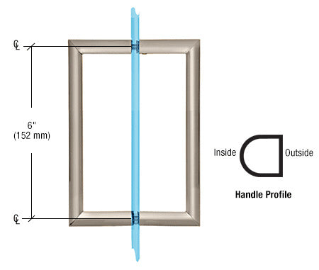 CRL 6" RM Series Flat Outside Surface/Round Tubing Inside Back-to-Back Pull Handle