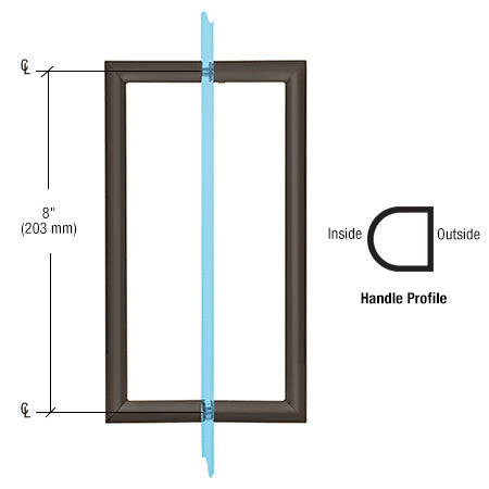 CRL 8" RM Series Flat Outside Surface/Round Tubing Inside Back-to-Back Pull Handle