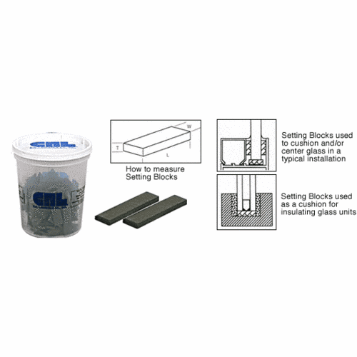 CRL 1/16" x 1/2" x 2" Neoprene Setting Blocks - 100 Pack -SB561