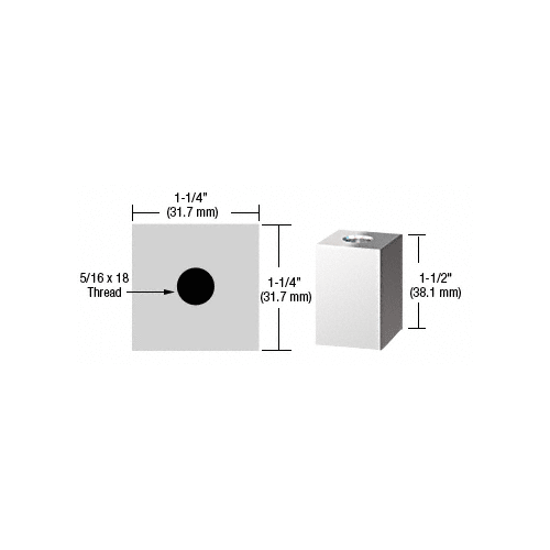 CRL Chrome 1-1/4" Square Standoff Base 1-1/2" Long - SQ125112CH