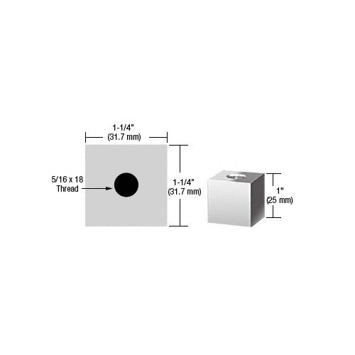 CRL Chrome 1-1/4" Square Standoff Base 1" Long - SQ1251CH