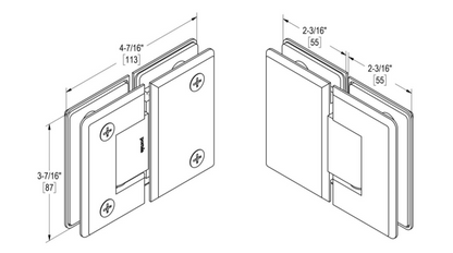 Ocean Standard Duty 180° Glass-Glass Hinge with 5° Offset