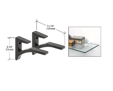 CRL Black - Aluminum Shelf Bracket for 3/8" to 1/2" Glass - SC5BL