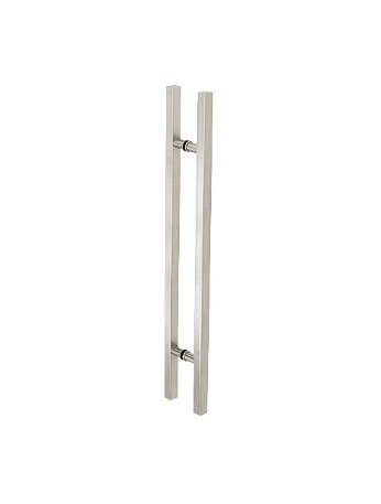 CRL Brushed Stainless Glass Mounted Square Ladder Style Pull Handle with Round Mounting Posts - 48" Overall Length - 48SQRLPBS