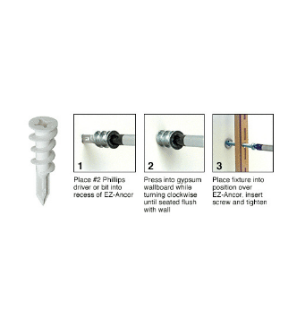 CRL Plastic Plus 6-8 Screw Size EZ-Ancor for Drywall [100 pack] - 5035902