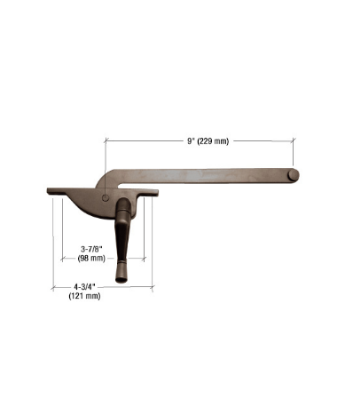 CRL Bronze 9" Left Hand Teardrop Series Casement Window Operator - 5009LHBRZ