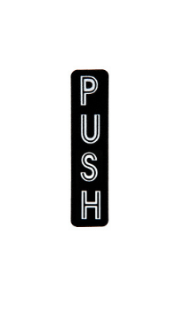 CRL Vertical Black with Silver Letters "PUSH" Decal - 566VA