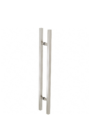 CRL Brushed Stainless Glass Mounted Square Ladder Style Pull Handle with Round Mounting Posts - 60" Overall Length - 60SQRLPBS