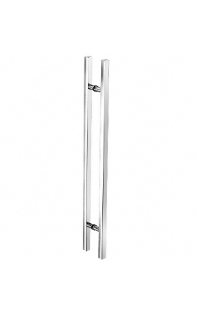 CRL Polished Stainless Glass Mounted Square Ladder Style Pull Handle with Round Mounting Posts - 60" Overall Length - 60SQRLPPS