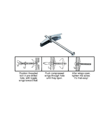 CRL Round Head 1/8" x 2" Toggle Anchors - 70223