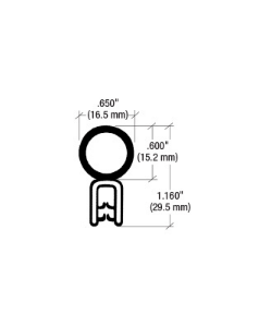 CRL Vertical Bulb Trim Seal - Flange Size: .090 in to .120 in - 75001361