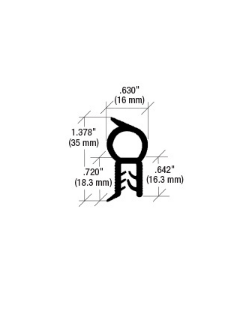 [DISCONTINUED] CRL Black Vertical Bulb Trim Seal® with Lip Seals - 75001820