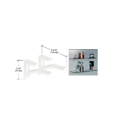 CRL White - Aluminum Shelf Bracket for 5/8" to 3/4" Glass - SC75W