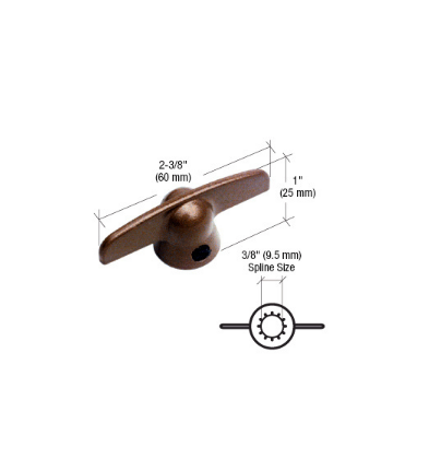 CRL Copperite T-Crank Window Handle with 3/8" Spline Size for Pella [2 pack] - H3995