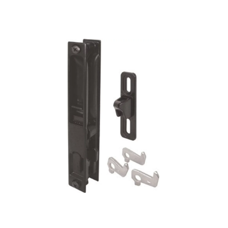 CRL Black Non-Keyed Flush Mount Sliding Glass Door Handle Set With 6-5/8" Screw Holes with 4 Hook Assortment - C1043