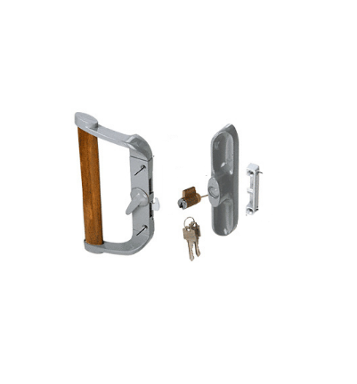 CRL Aluminum/Wood Hook-Style Surface Mount Handle 3-1/2" Screw Holes - Keyed - C1017