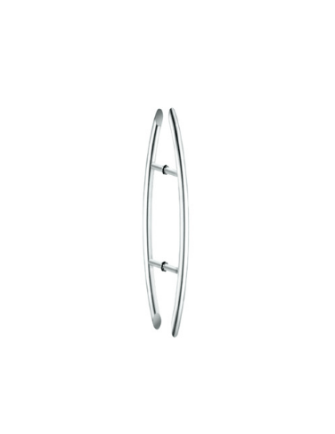 CRL Polished Stainless Glass Mounted Crescent Mid-Mount Back-to-Back Pull Handle - 18" (457 mm) - CH18X18PS