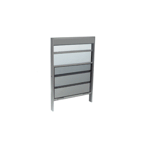 CRL Satin Anodized 36" x 36" Vertical Sliding Service Windows with 1/4" Vinyl Glazing and Screen - V3636