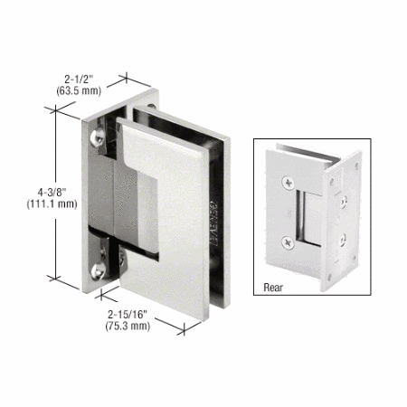 CRL Polished Chrome Victoria 5 Degree Pre-Set Wall Mount Full Back Plate Hinge - VCT537CH