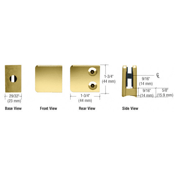 CRL Z-Series Brass Zinc Small Square Glass Clamp - Z130BR
