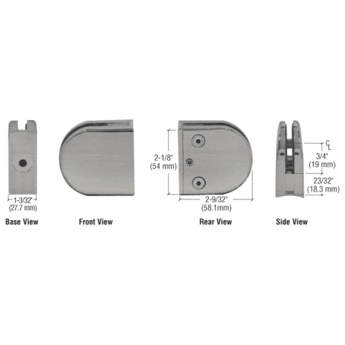 CRL Brushed Nickel Z-Series Round Type Radius Base Zinc Glass Clamp for 3/8" Glass - Z210BN