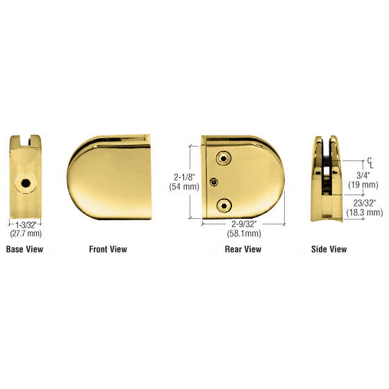 CRL Brass Z-Series Round Type Radius Base Zinc Glass Clamp for 3/8" Glass - Z210BR