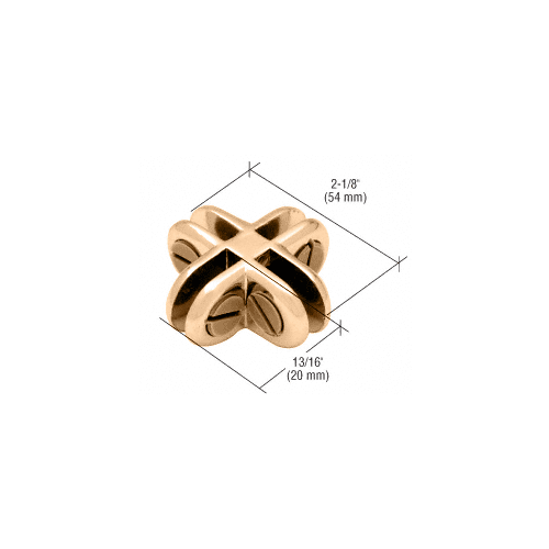 CRL Brass Four-Way 90 Degree Display Connector - ZLC4BR