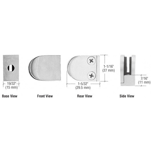 CRL Satin Stainless Mini Z-Series Glass Clamp Round Shape - Flat Base - ZMF06SS