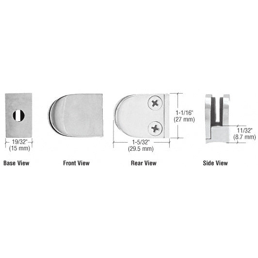 CRL Satin Stainless Mini Z-Series Glass Clamp Round Shape - Radius Base - ZMR06SS