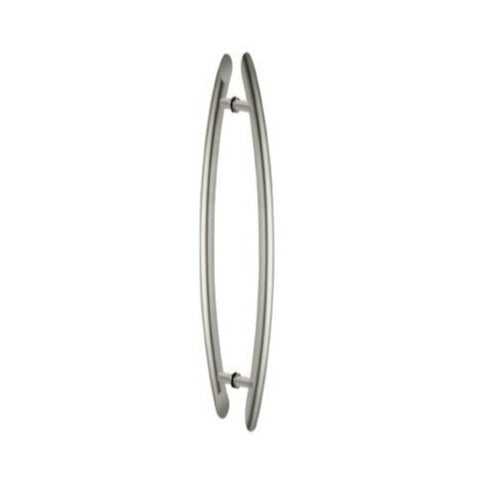 CRL Brushed Stainless Glass Mounted Crescent End-Mount Back-to-Back Pull Handle - 24" (610 mm) - CE24X24BS