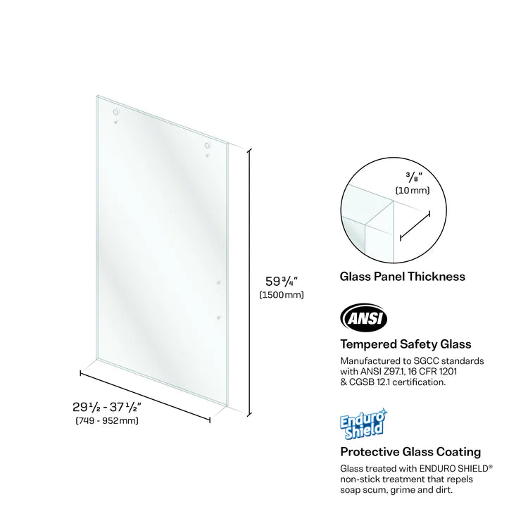 Slider Door Panels - Clear Slider Bathtub Door Panel (Round Hardware)